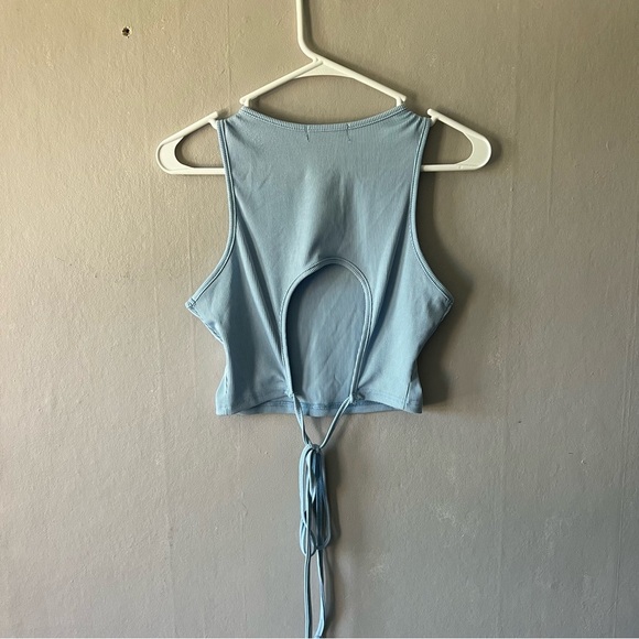 SHEIN Light Blue Ribbed Tie Back Tank Size Large - Picture 4 of 5